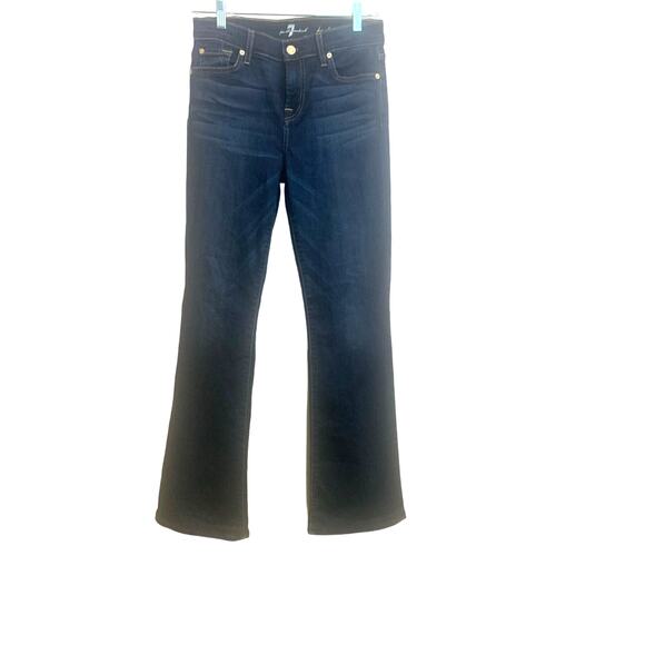 7FAMK sz 26 Seven For All Mankind Classic Dark Wash Stretch Bootcut 26X31 - Picture 2 of 10